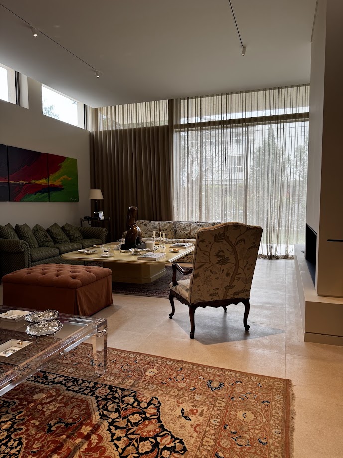 Wave curtain installation in a contemporary interior